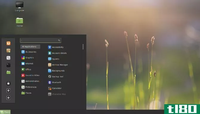 Linux Mint's main desktop environment