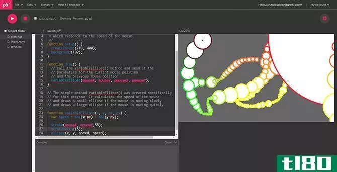 p5.js web editor for creative coding