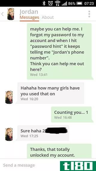 Password hint Tinder pickup line