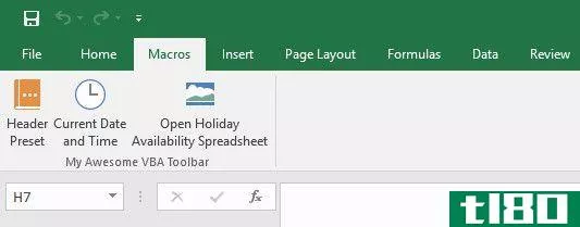 Custom tab with macros on the Excel ribbon