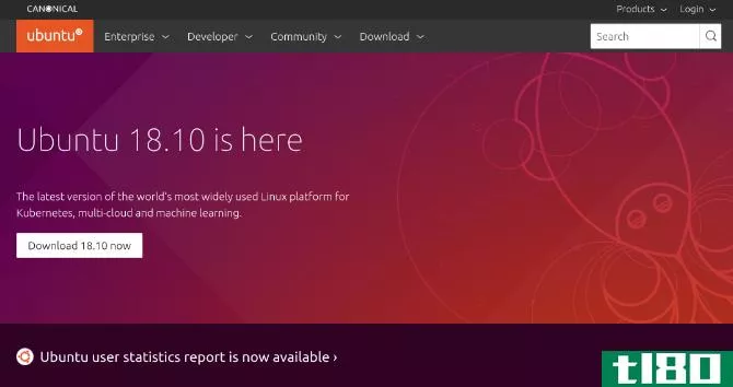 Ubuntu website's homepage