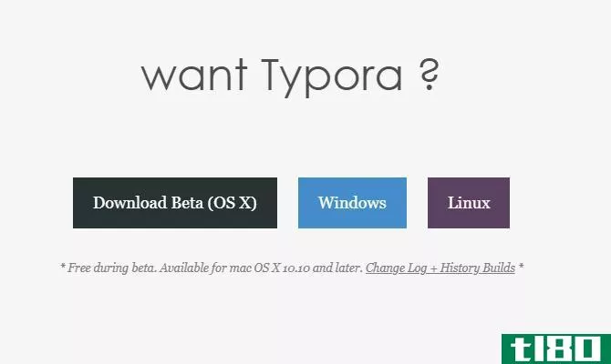 Typora website showing versi*** for Mac, Windows and Linux