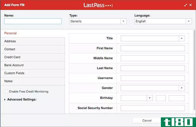 Lastpass Form fill profiles 