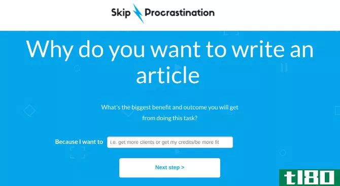 Skip Procrastination is a science backed web app to make you act when you're stuck or dilly dallying 