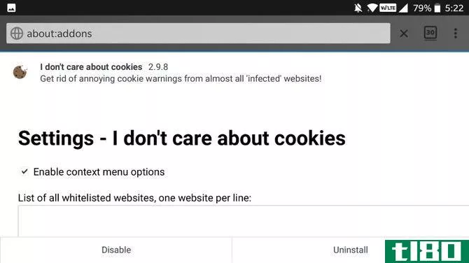 I Don't Care About cookies Firefox Android