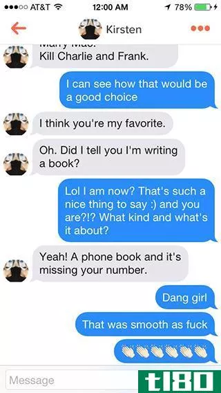 Writing a (phone) book Tinder pickup line