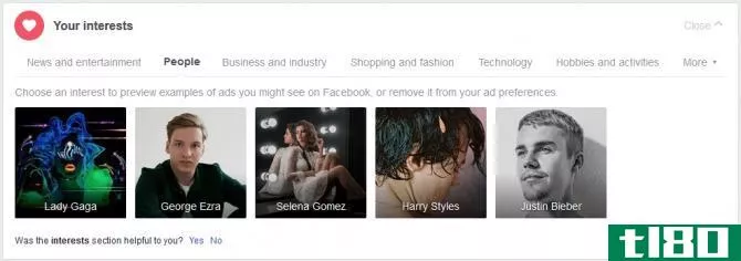 Facebook interest advert preferences
