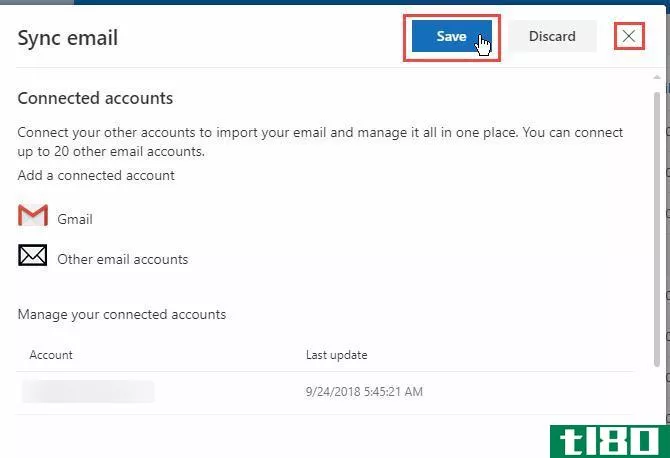 Click Save for adding an email address to Outlook.com