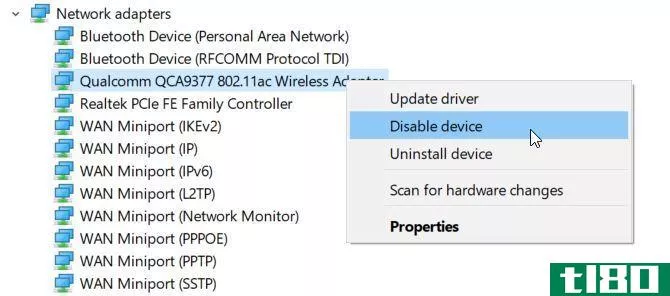 disable network adapter