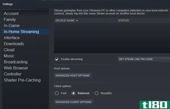 Enable In-Home Streaming in Steam
