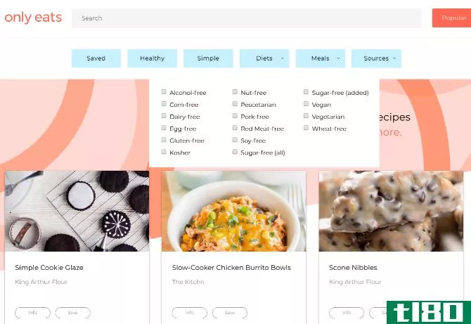 Only Eats has the web's most popular recipes right now, with nutritional information