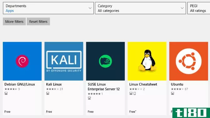 Linux distro apps in the Windows Store