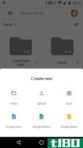 Google Drive's scan option for uploading PDFs