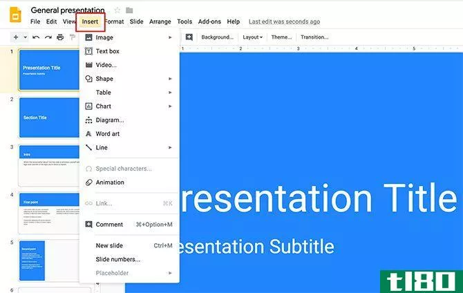 How to Create a Presentation Google Slides Insert Menu
