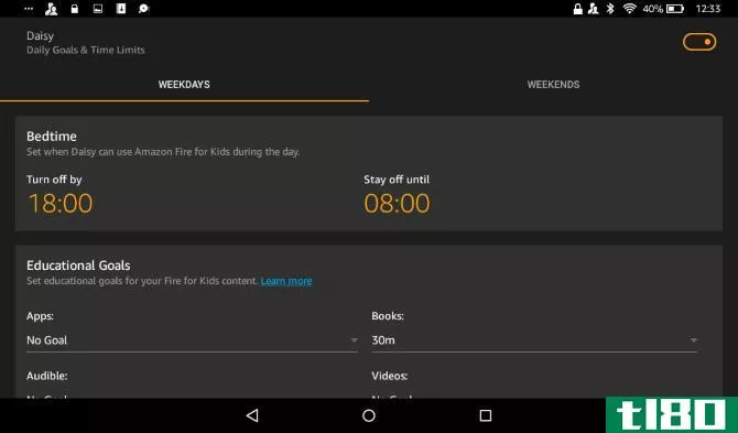 Fire Tablet: set time limits on your child's profile