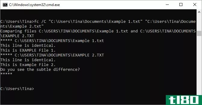 File compare command as seen in Windows command prompt.