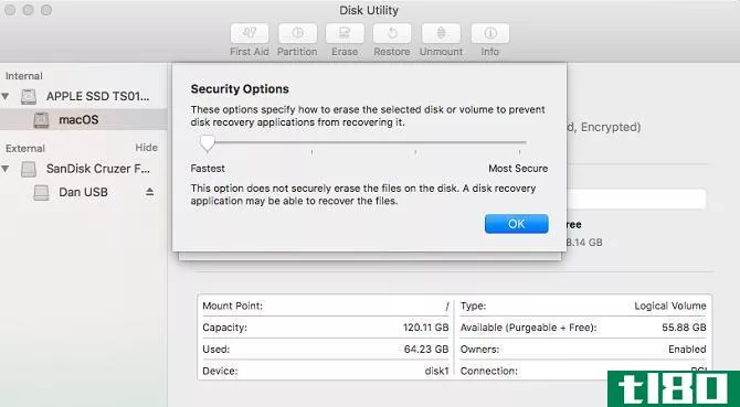 mac format disk security opti*** slider