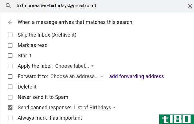 create Gmail filter to send canned resp***e