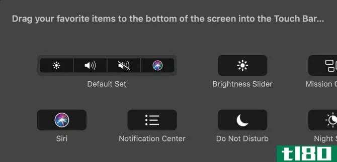 macOS Touch Bar settings