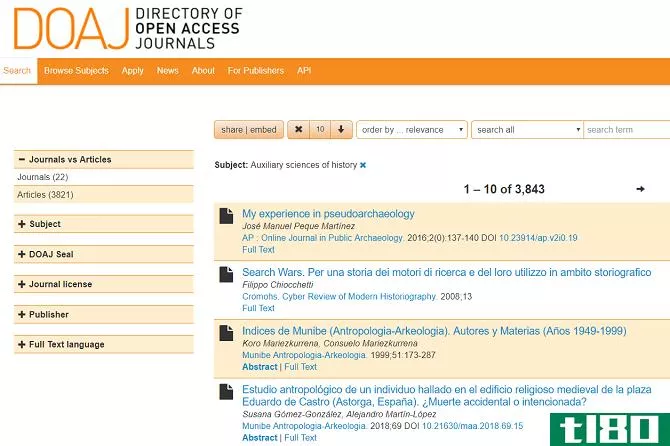 Directory of Open Access Journals results
