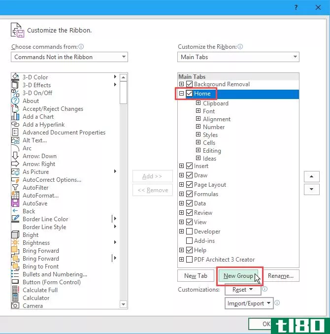 Click New Group on the Excel Opti*** dialog box