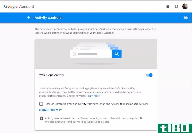 Disable Web and App Activity Google