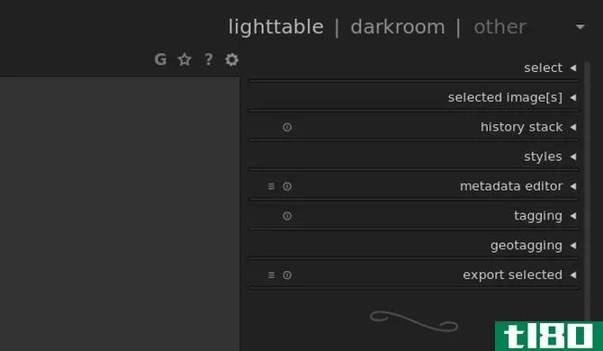 Darktable's lighttable opti*** and features