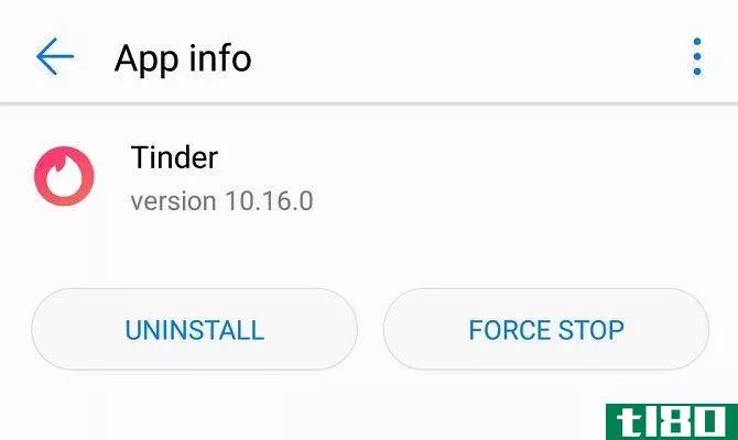 tinder uninstall option in phone settings