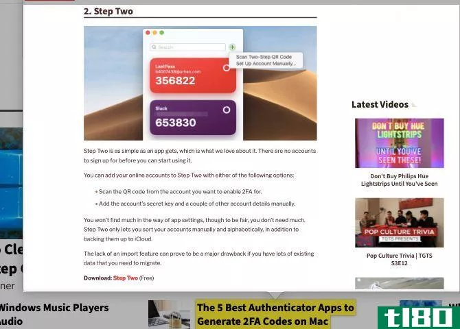 Link preview box in Safari