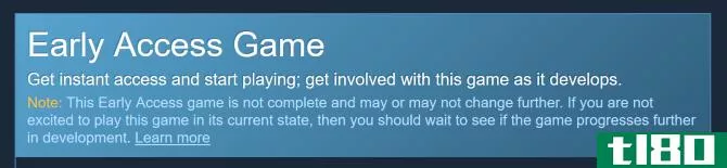 Early Access warning on Steam