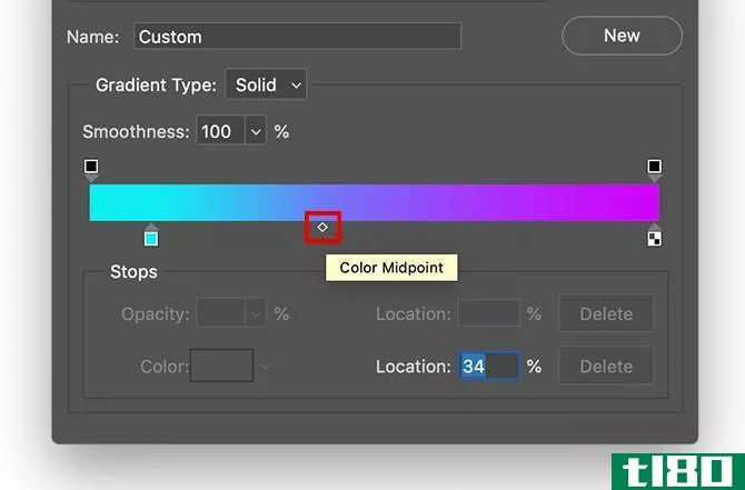 Creating Custom Gradient in Photoshop Midpoint
