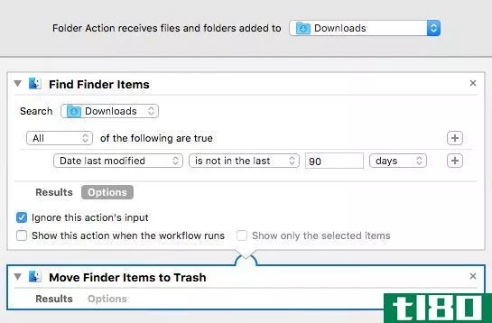 Folder action in Automator on Mac to keep your Downloads folder clean