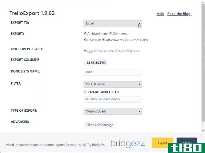 export trello board as excel file