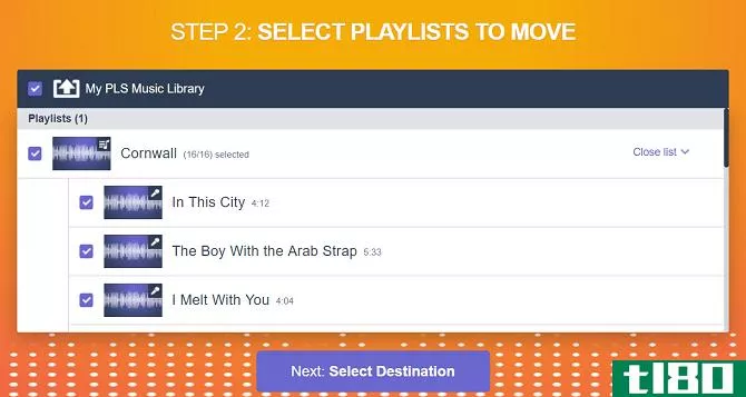 import playlists into Spotify - tunemymusic