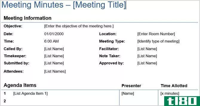 Detailed Meeting Minutes Vertex42