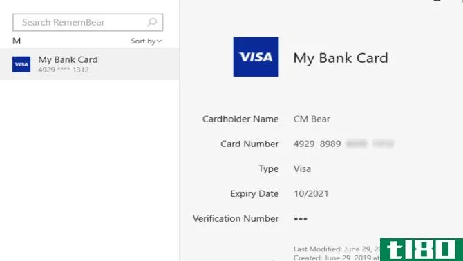 Store credit cards in the RememBear password manager