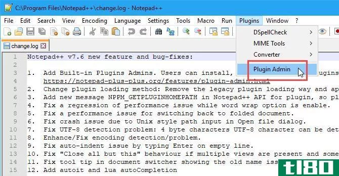 Open the Plugins Admin dialog box in Notepad++