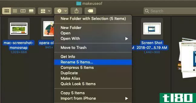 Rename multiple files on macOS finder