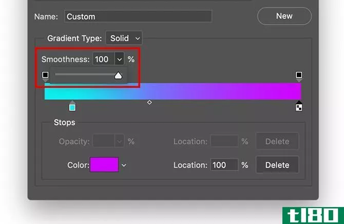 Creating Custom Gradient in Photoshop Adjusting Smoothness