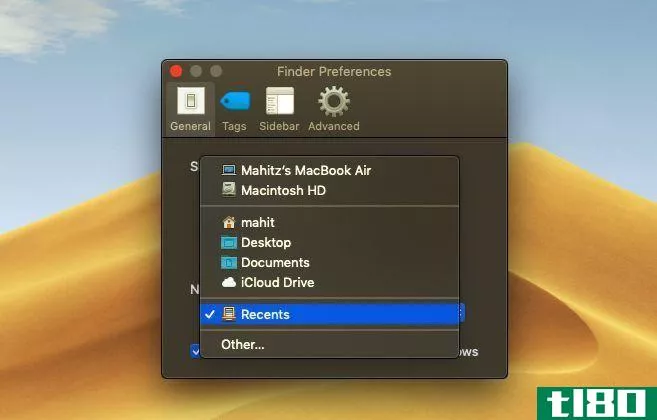 macos finder default folder 