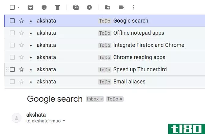 emails filtered by alias in Gmail