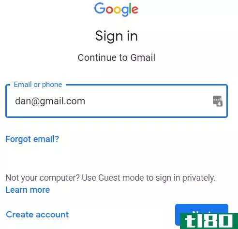 Gmail login screen
