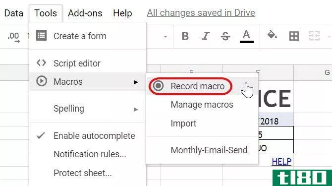 record google sheets macro