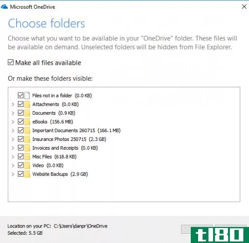onedrive choose files