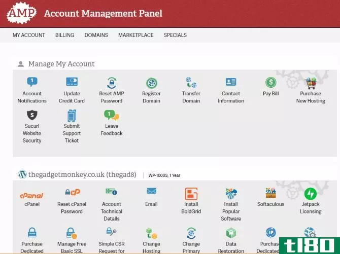 InMotion Hosting's Account Management Panel