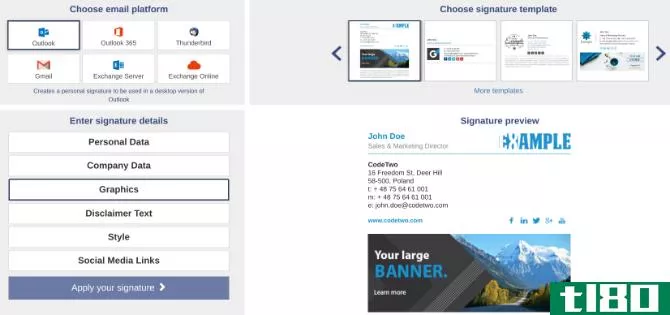 Create a free customizable email signature with Mail Signatures