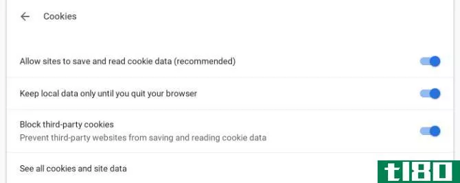 The cookies section of Google Chrome