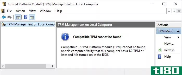 bitlocker compatible tpm not found