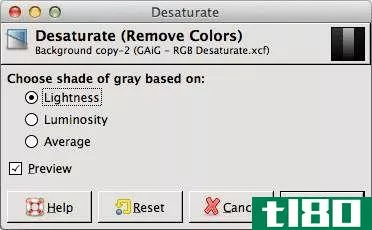 GIMP's Desaturation dialog