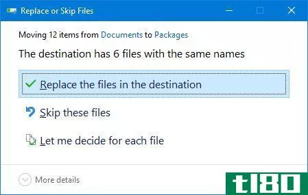 Replace the files in the destination.